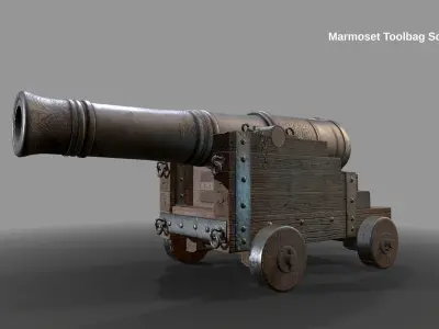 PBR  War Cannon Low-poly 3D model