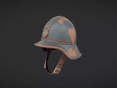 old military helmet with chin strap 3D model