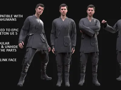 Man in Military Outfit 6 - Modular - Rigged Low-poly 3D model