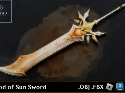 sword fantasy low-polygon Low-poly 3D model