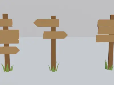 Lowpoly Wood Signs Free low-poly 3D model