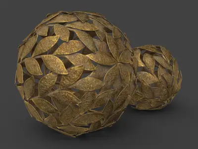 Metal Leaf Decorative Ball Set 3D model