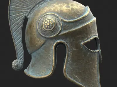 Ancient Greek Helmet  design by Lilia Koleva-Bardarova Low-poly 3D model