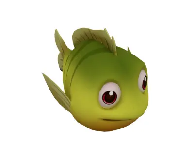 Bluegill Fish Cartoon Animated Low-poly 3D model