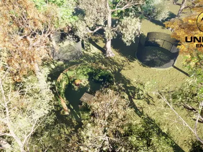 Private Round Pergolas in a forest  with Trees collection Low-poly 3D model