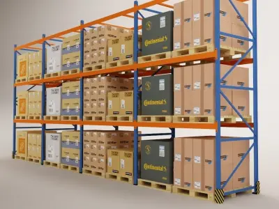Warehouse Rack Storage 07 3D model