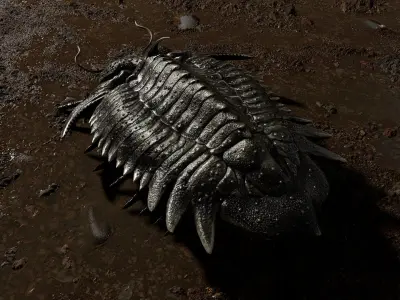 Trilobite 05 - Hoplolichas Furcifer Low-poly 3D model