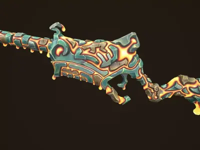 Modular stylized lava rifle shotgun pistol Low-poly 3D model