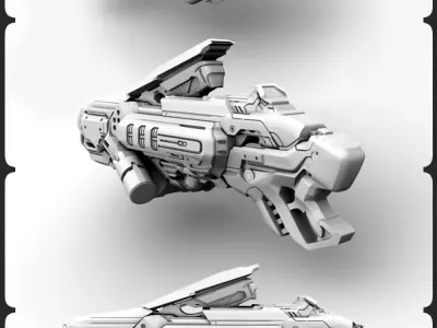 Scifi Plasma Gun Low-poly 3D model