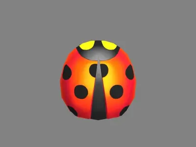 Cartoon children school bag - ladybug backpack Low-poly 3D model