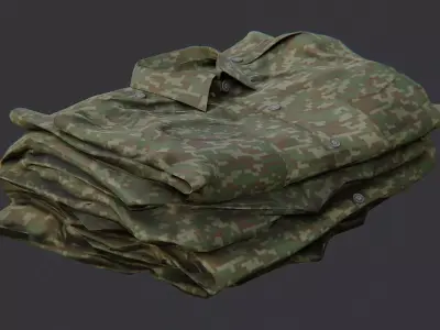 Camouflage Military Uniform Fabric Stack Low-poly 3D model