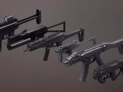 Submachinegun Set 1 gun Low-poly 3D model