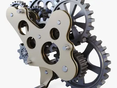 Gear Mechanism Low Poly v 7 Low-poly 3D model
