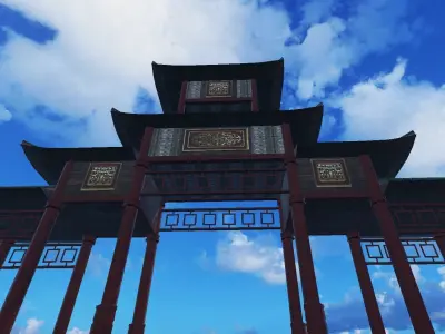 Japanese Gate Low-poly 3D model