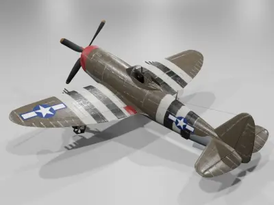    P-47D-25 Fighter-bomber Aircraft  Low-poly 3D model