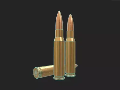 308 Winchester Ammo Low-poly 3D model
