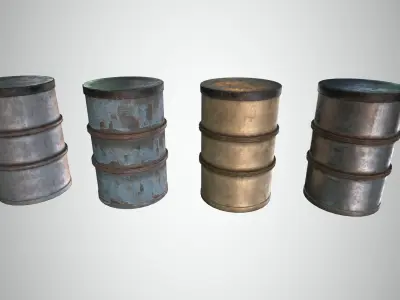 Metal Barrel 4 Low-poly 3D model