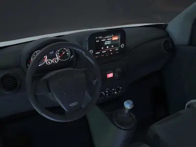 Fiat Fiorino Commercial Van and Interior Low-poly 3D model