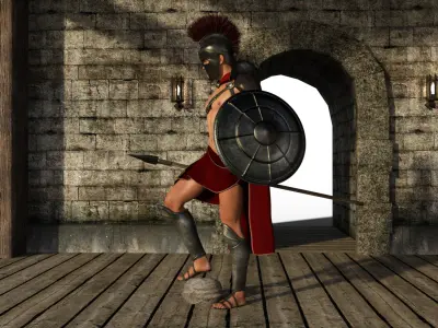 Spartan Warrior Rigged Low-poly 3D model