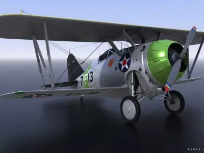 F2F-1 USS Wasp CV-7 1937 Low-poly 3D model