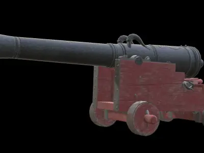 24-pounder naval cannon with LODs model Low-poly 3D model