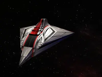 Spaceship starship in space 3D model