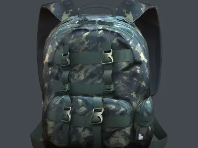 Backpack military combat Black baggage  Low-poly 3D model buy
