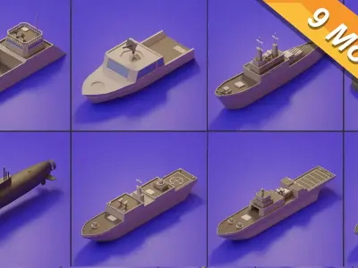 Military Boats Illustration Low Poly 3d Model Free low-poly 3D model