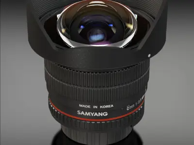 Samyang 8mm  f 3-5 AS IF UMC Fish-eye CS II AE Nikon F Lens Low-poly 3D model