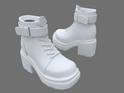 High-Quality 3D model of stylish platform boots 3D model