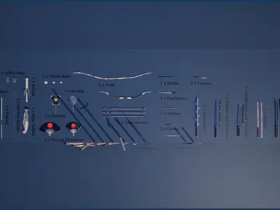 Japanese Weapon Collection 2 Low-poly 3D model
