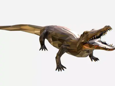 Animated Animal Low Poly Art Crocodile Reptile Low-poly 3D model