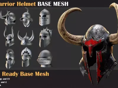 50 Warrior Helmet Base Mesh - VOL 01 3D model