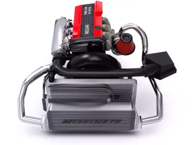 Nissan CA18DET Engine Lowpoly Low-poly 3D model