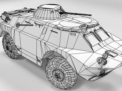 Low poly BRDM-2 russian armoured vehicle Low-poly 3D model