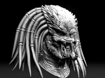 Yautja Predator Bust Ultra Realistic 3D Model 3D print model