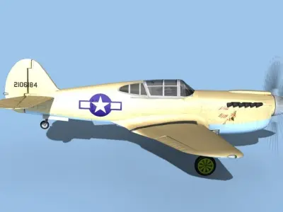 Curtiss P-40F Warhawk V10 USAAF 3D model