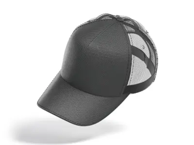 Black Trucker Hat - sport mesh baseball cap 3D model purchase