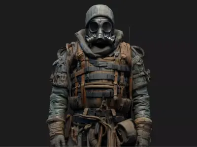 Dystopian Wasteland Scavenger Low-poly 3D model