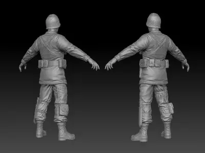 American Soldier World War high Poly 3D model