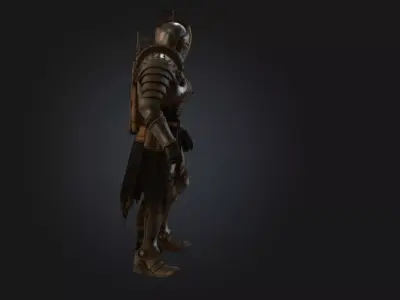 Scifi Medieval Knight - Heavy Metal Soldier Rigged Low-poly 3D model