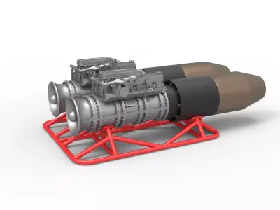 2 Jet engines on the frame Scale 1 to 25 3D print model