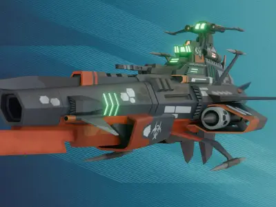 3D Model - Space BattleShips - Sci fi Stylized 3D model