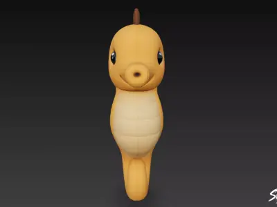 Cartoon Plush Seahorse Low-poly 3D model