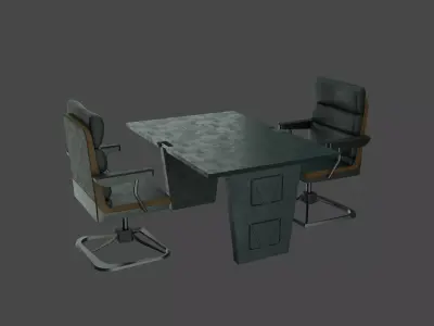 Table and Chair Low-poly 3D model buy
