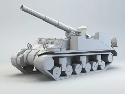 Low Poly M12 Gun Motor Carriage Low-poly 3D model