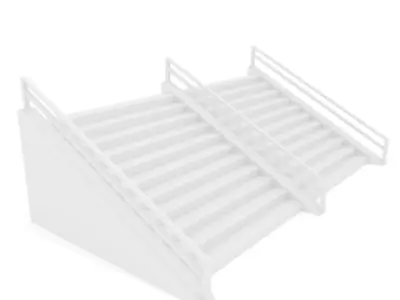 Stairs Straight Double Low-poly 3D model