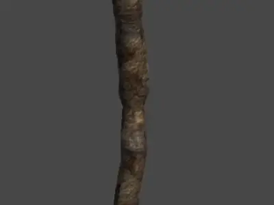wand3 wooden wand with stone Low-poly 3D model