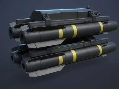 Helicopter Nato Weapons Set Low-Poly Low-poly 3D model