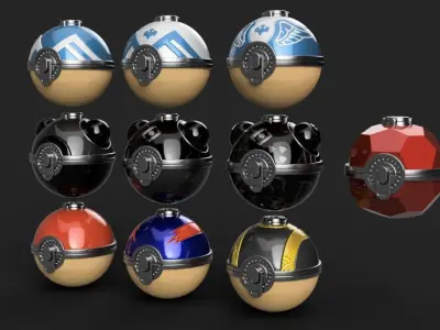 Pokemon - Assorted Hisuian Poke Ball Set - 10 Models 3D print model